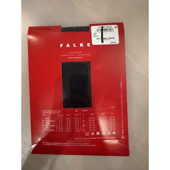 Falke Black Fashion Tights 40669 Ribbed Small New - Picture 2 of 2